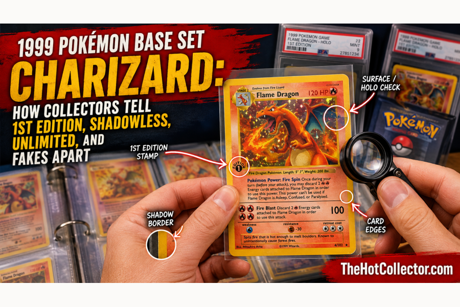 1999 Pok&eacute;mon Base Set Charizard: How Collectors Tell 1st Edition, Shadowless, Unlimited, and Fakes Apart on The Hot Collector