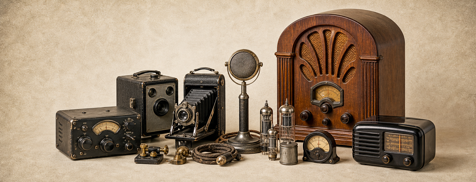 Old radios  cameras  electronics